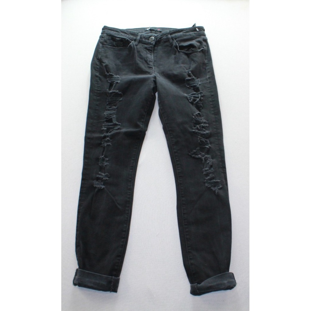 3x1 NYC Jeans Women's Size 27 Black Distressed Ripped Mid-Rise Slim Fit 5-Pocket